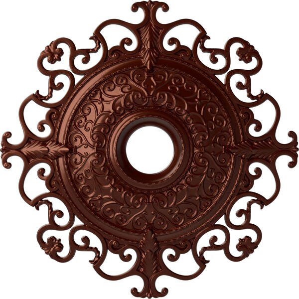Ekena Millwork Orleans Ceiling Medallion (Canopies up to 8 1/4"), 38 3/8"OD x 6 5/8"ID x 2 7/8"P, Antique Copper CM38OLACS - main